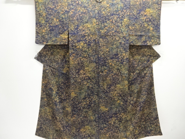 JAPANESE KIMONO / KOMON / CHIRIMEN / FLORAL PLANTS